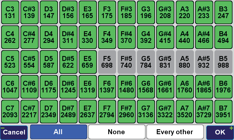 The 60 musical tones. Arrange your own music.