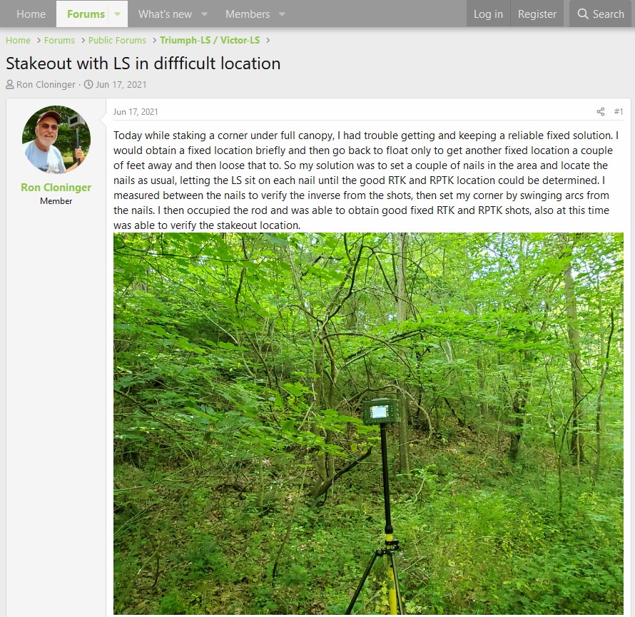 Feedback from Ron Cloninger on the RTPK method on the JAVAD GNSS forum