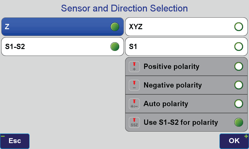 Select Sensor and Directions in this screen.