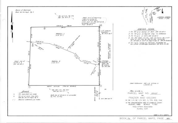 The record parcel map from 1992 being retraced